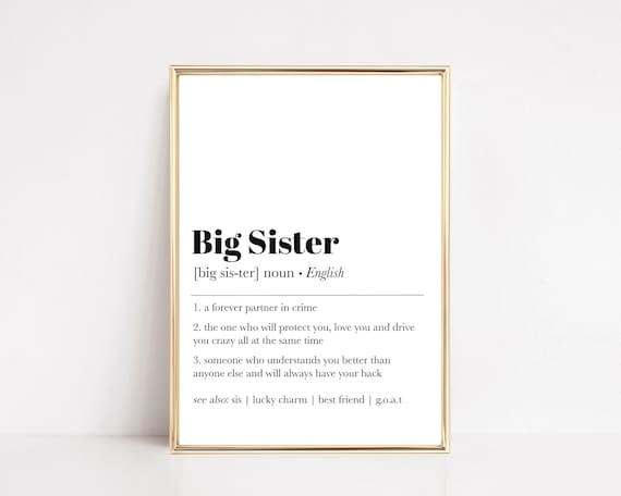 Big Sister Definition Partner in Crime Dictionary Art Wall Poster