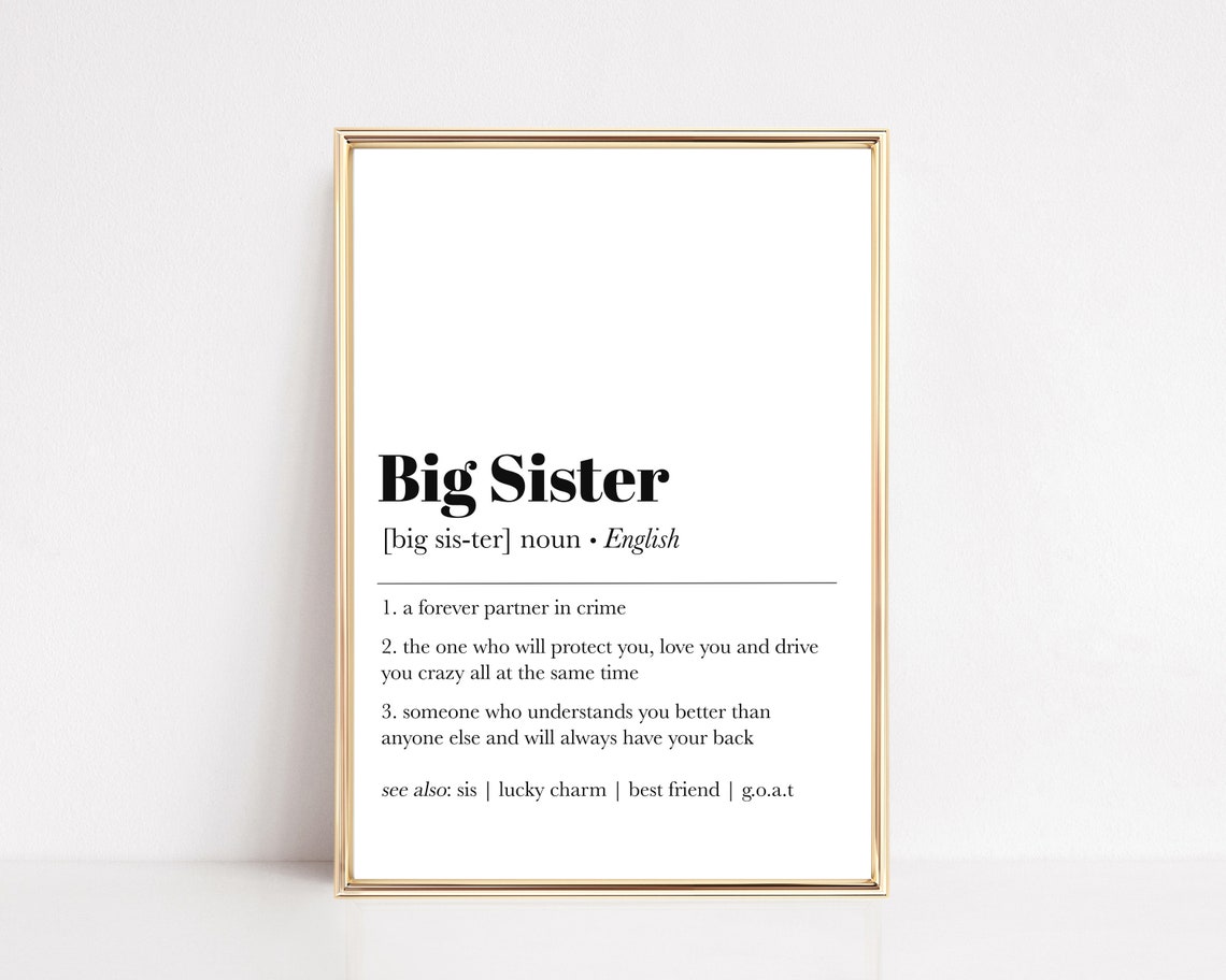 Big Sister Definition Partner in Crime Dictionary Art Wall Poster