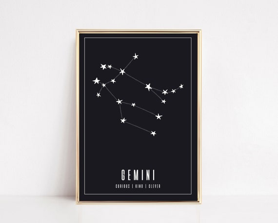 Gemini Wall Art Gemini Zodiac Print Astrology Gifts Gemini Art Zodiac Wall Art Zodiac