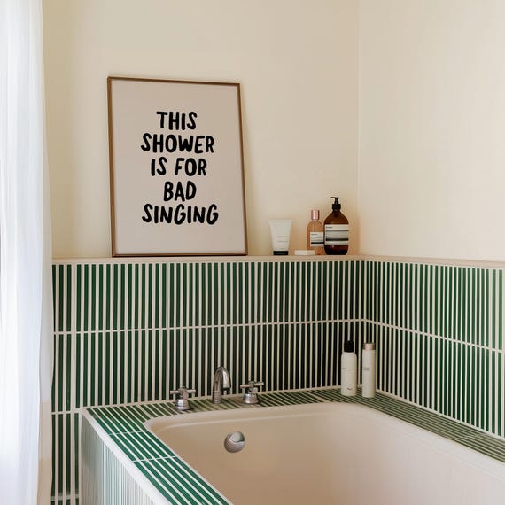 This Shower Is For Bad Singing Funny Bathroom Wall Art Cute Bathroom Decor Bathroom Print Shower Art Kikiandnim Print