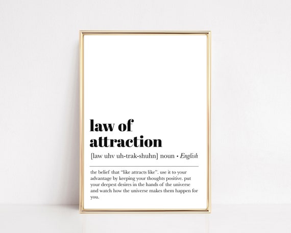 Laws Of Attraction Definition Print Manifest Wall Art Inspirational Wall Art Manifest Poster Motivational Prints