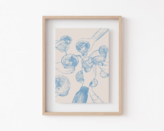 Cheers Print Bar Cart Decor, Aesthetic Wall Art
