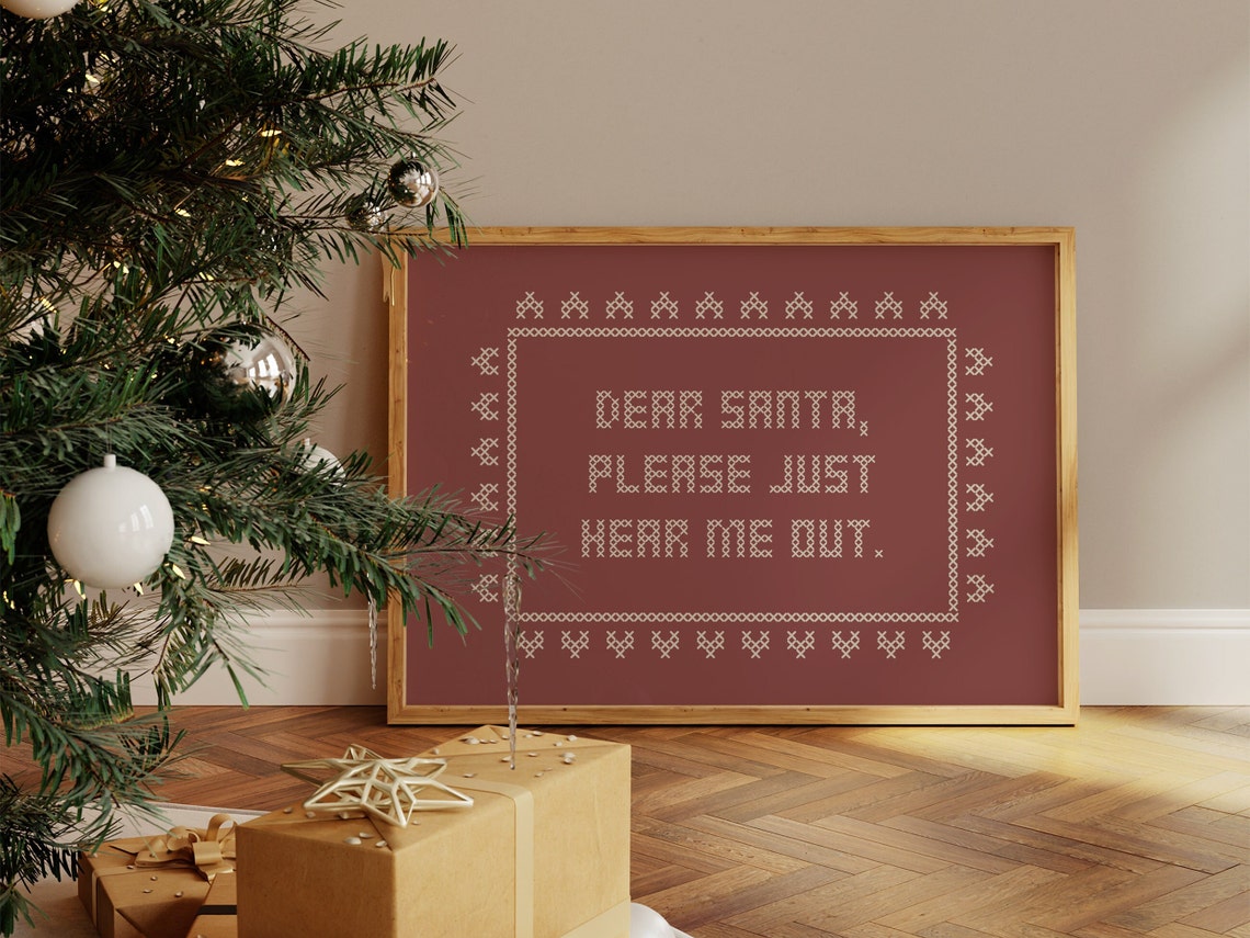 Funny Holiday Decor Dear Santa Wall Art Christmas Print Red Kitschy Christmas Decor Christmas Wall Art - Image 2