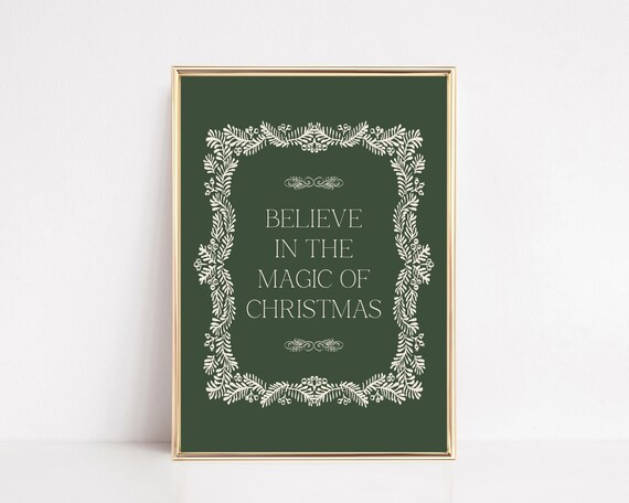 Believe In The Magic Of Christmas Vintage Holiday Quote Poster