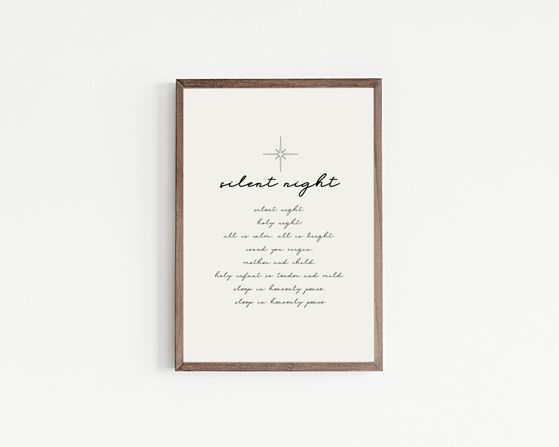 Silent Night Neutral Christmas Farmhouse Wall Art - Image 2