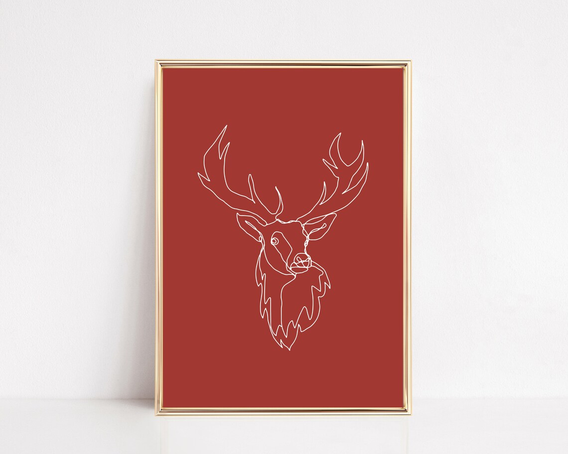 Reindeer Print, Minimalist Christmas Wall Art