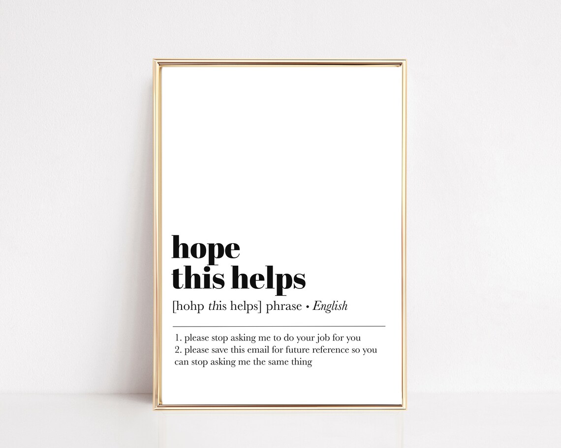 Hope This Helps Definition Print, Funny Office Decor