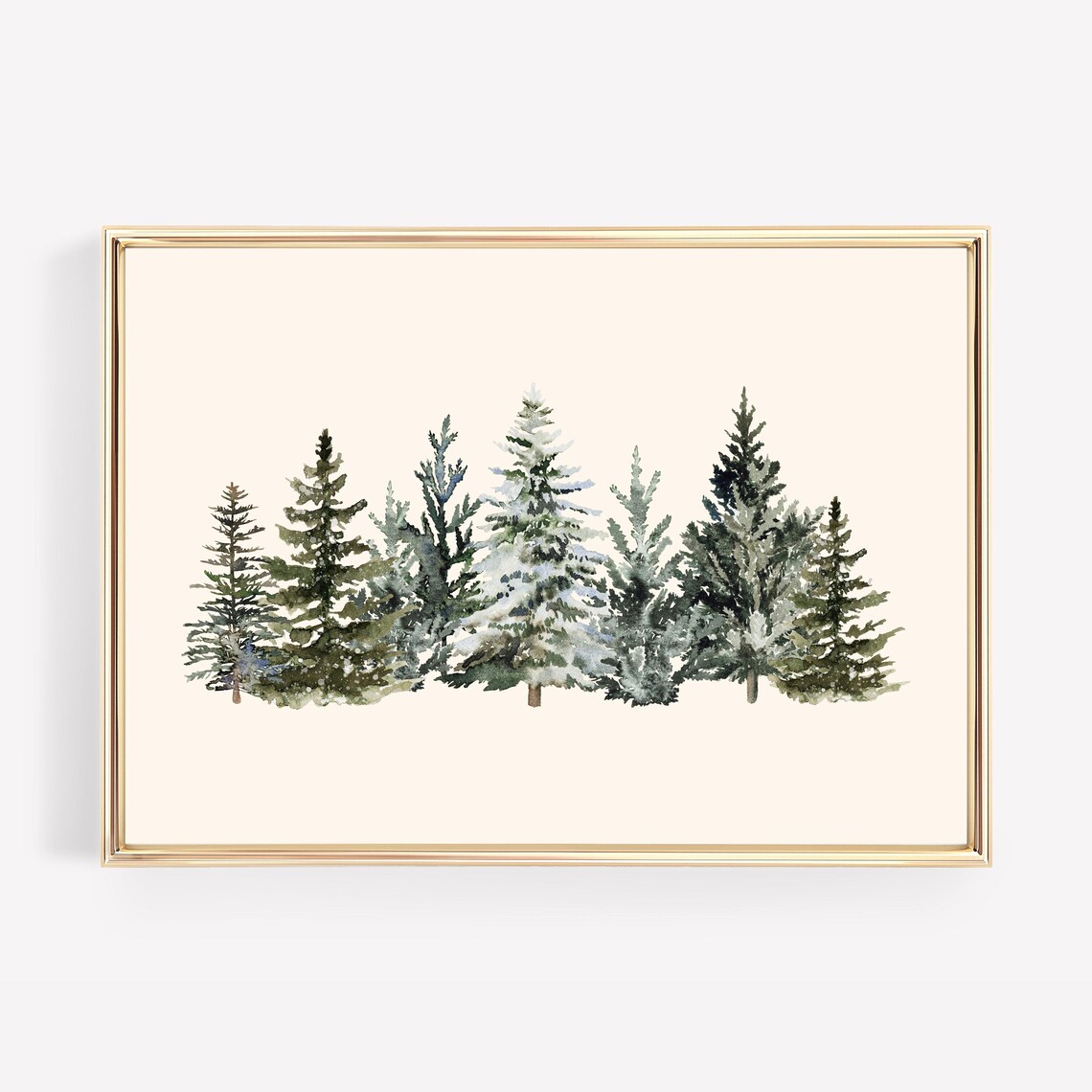 Watercolor Pine Trees Winter Evergreen Forest Farmhouse Poster