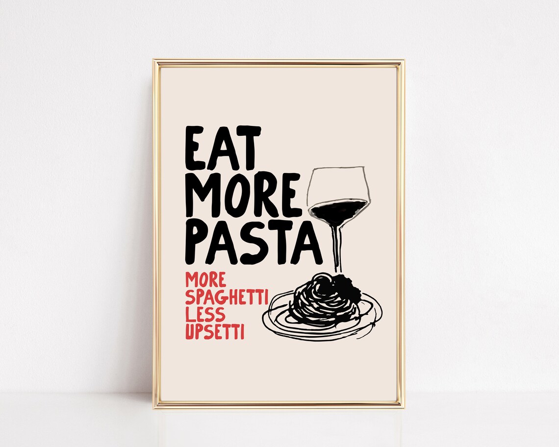 Pasta Aesthetic Kitchen Art Print, Trendy Decor - Image 2
