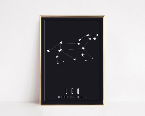 Leo Wall Art Leo Print Astrology Gifts Leo Art Zodiac Wall Art Zodiac Zodiac Gift