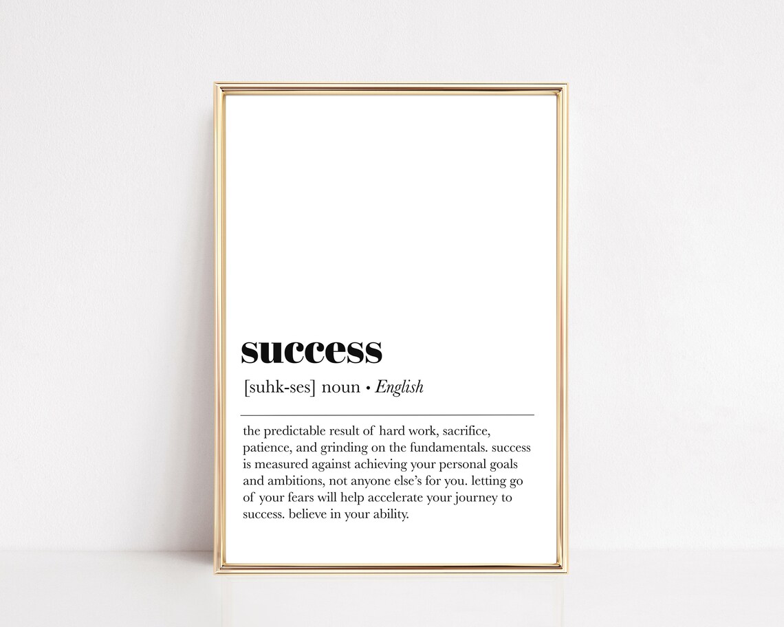 Success Definition Office Motivational Quote Art Print