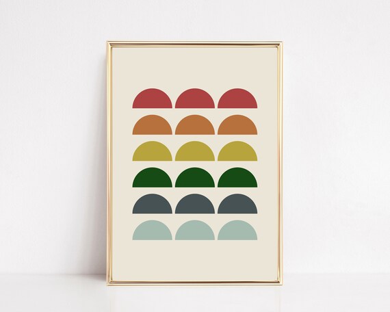 Mid Century Modern Rainbow Arches Geometric Abstract Art Poster