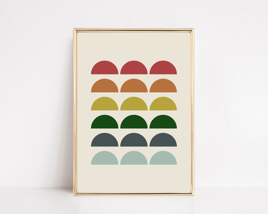 Mid Century Modern Rainbow Arches Geometric Abstract Art Poster