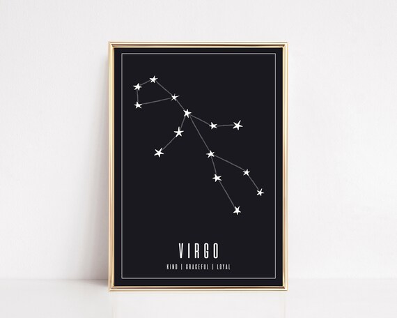 Virgo Star Constellation Zodiac Sign Poster In Black And White