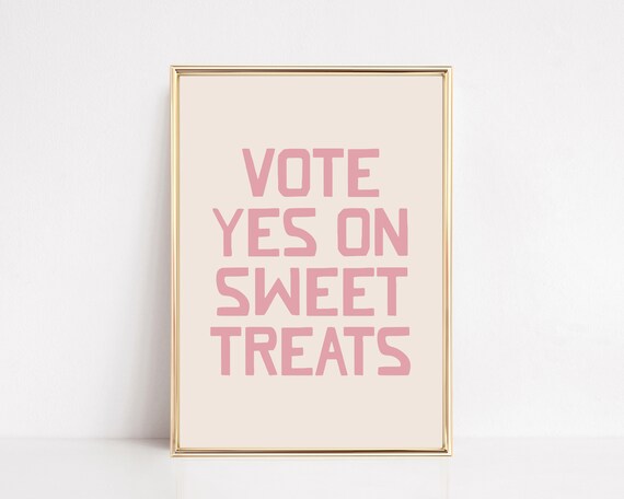 Pink Girly Wall Art Cute Kitchen Print Sweet Treat Funny Living Room Decor Apartment Decor