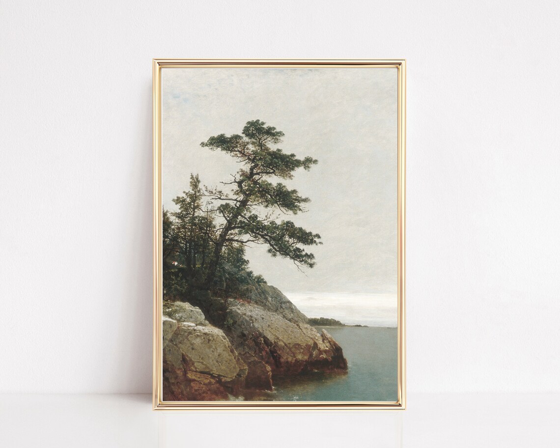 Vintage Lake Painting, Summer Lake House Art Print