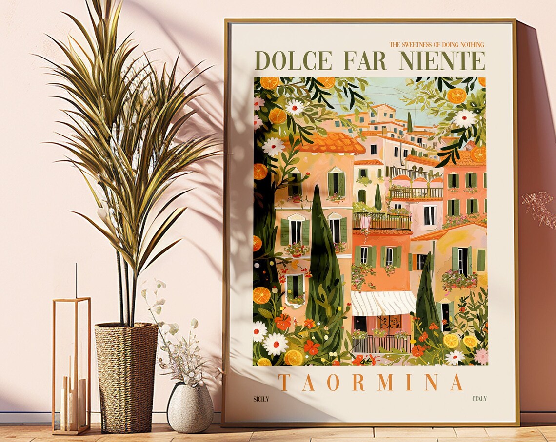 Dolce Far Niente Taormina Sicily Travel Poster