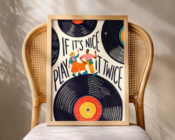 If Its Nice Play It Twice Poster Dancing Couple Print Vinyl Record Wall Art