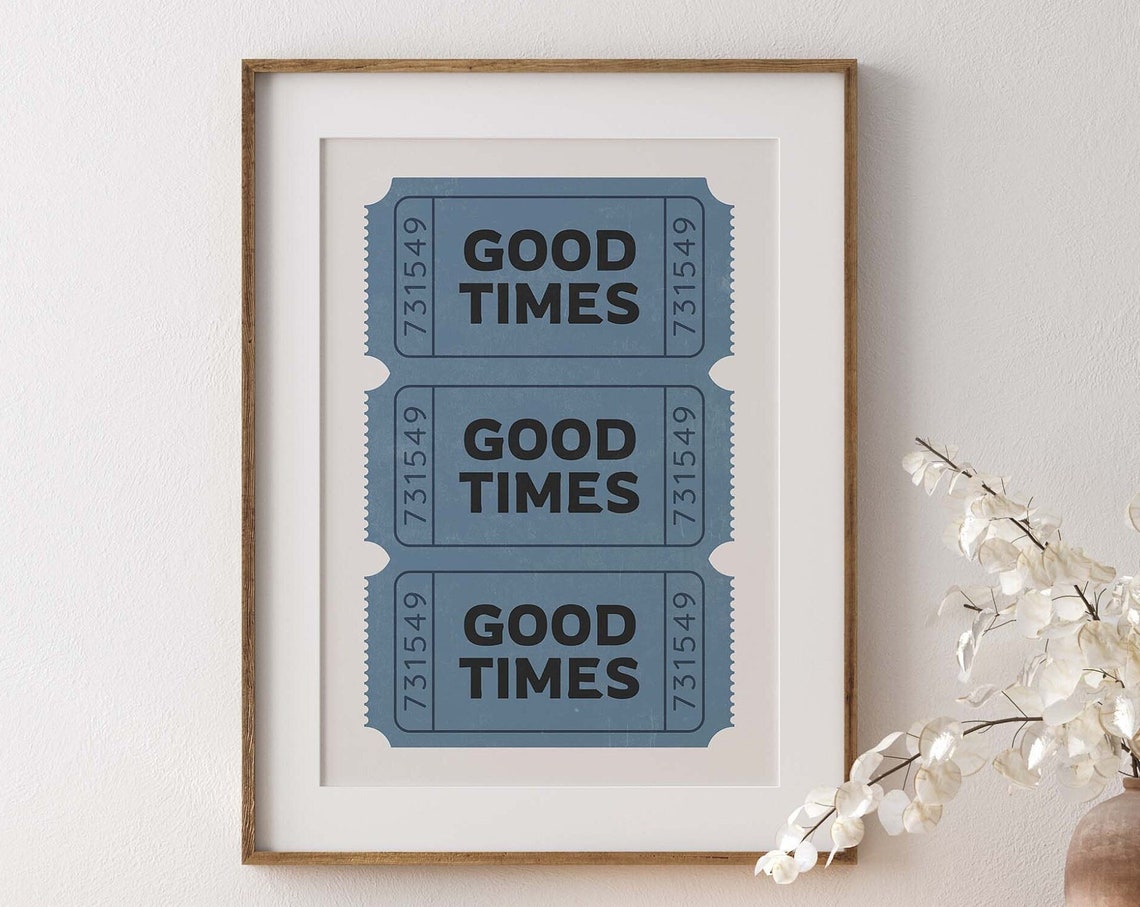 Good Times Blue Retro Ticket Stub Bar Cart Decor Maximalist Poster - Image 3