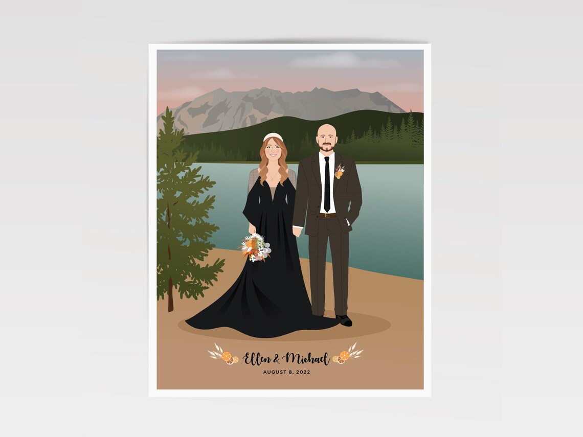 Custom Couple Portrait, Wedding Anniversary Gift - Image 4