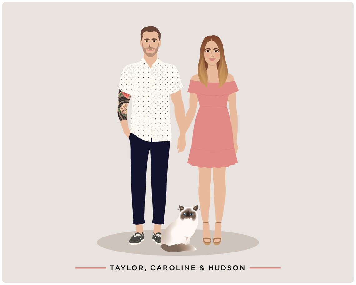 Custom Couple Portrait, Personalised Art Print - Image 3