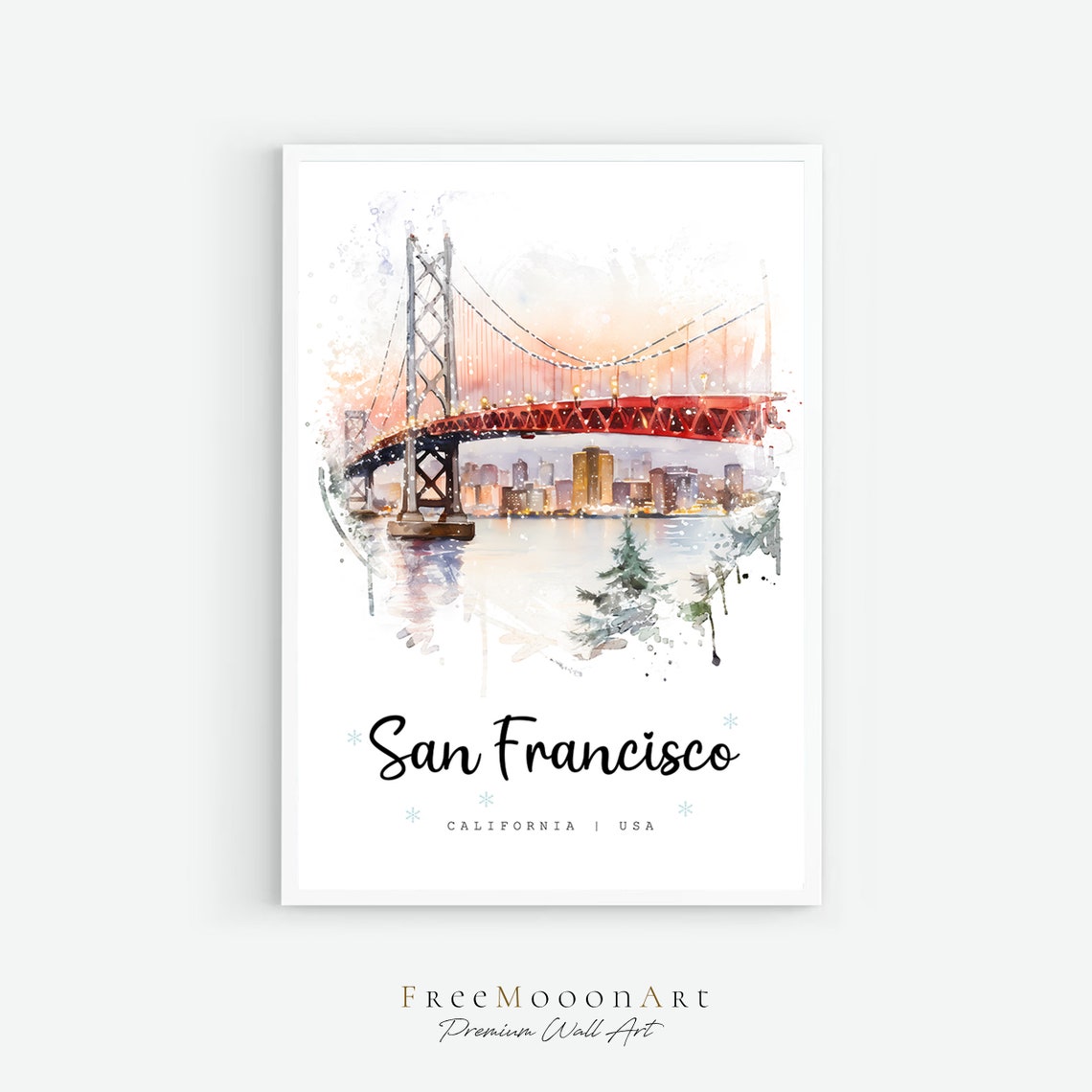 San Francisco California Travel Poster San Francisco City Print California Wall Art Usa Prints San Francisco Watercolor Painting