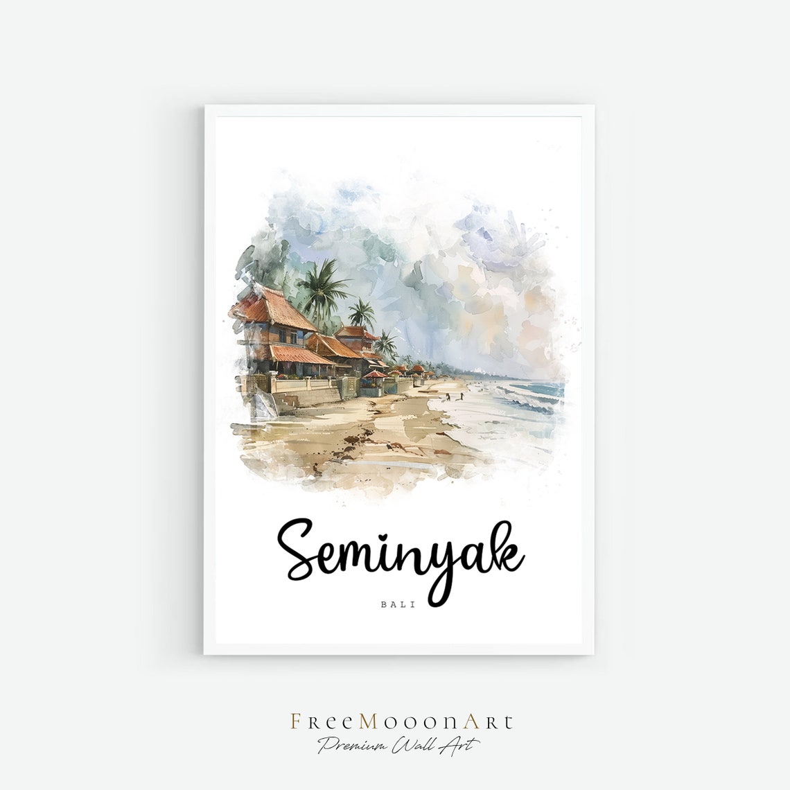 Seminyak Bali Travel Poster Bali Art Print Bali Wall Art Travel Prints Art Watercolor Painting Asia Travel Gift