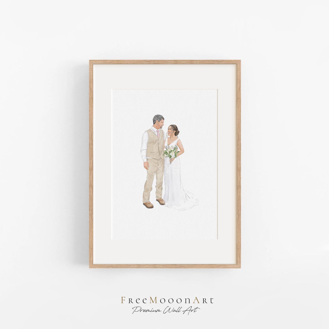 Custom Family Watercolor Portrait Print Formal Family of Five Keepsake - Image 2