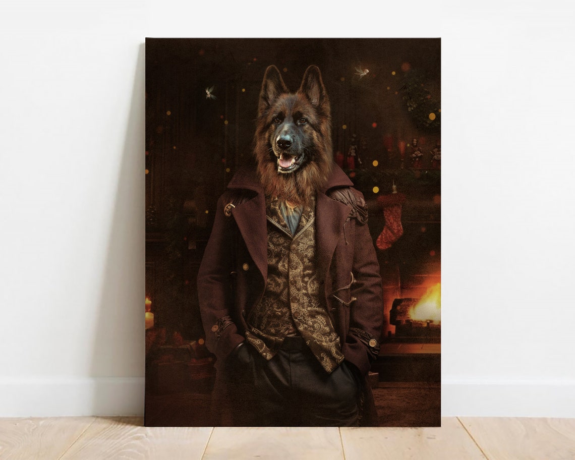 German Shepherd Gentleman Victorian Costume Funny Pet Portrait Poster