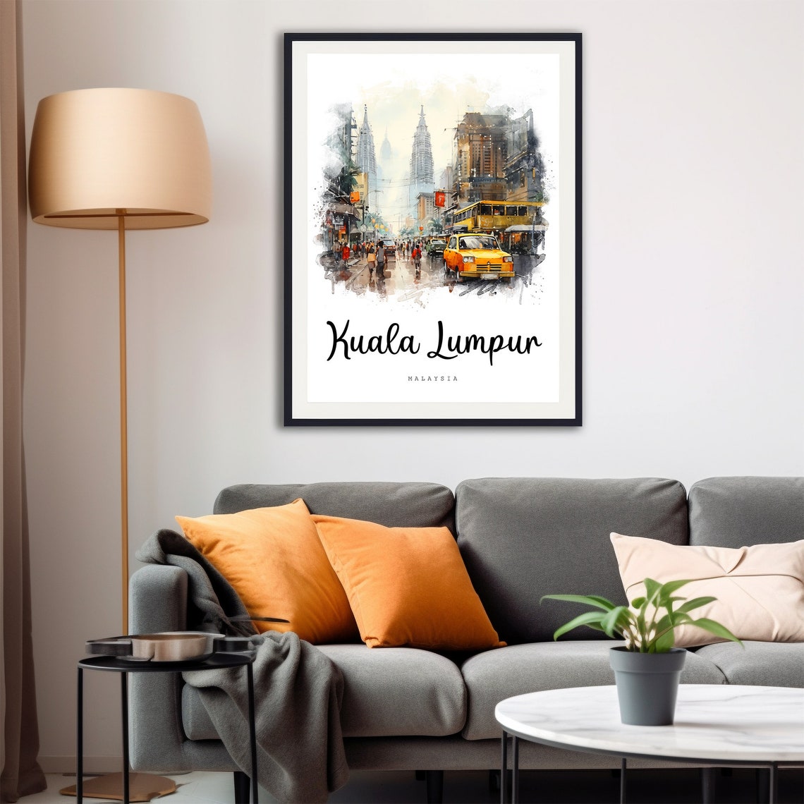 Kuala Lumpur Malaysia City Street Petronas Towers Watercolor Poster - Image 4