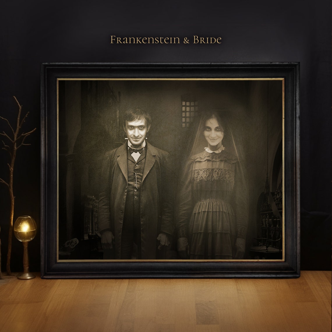 Victorian Couple With Ghosts Custom Haunted Halloween Portrait Poster - Image 3