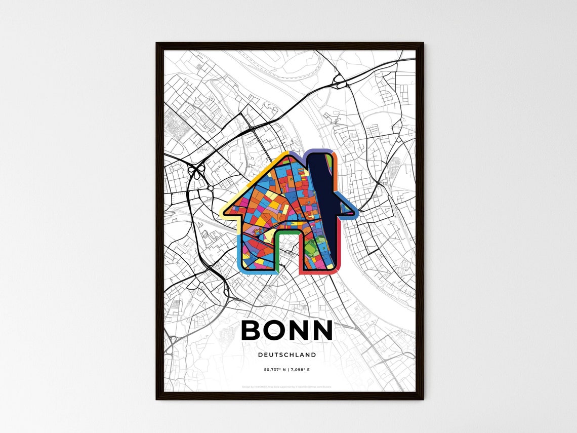 Bonn Germany Where It All Began Heart Map Coordinates Poster - Image 3