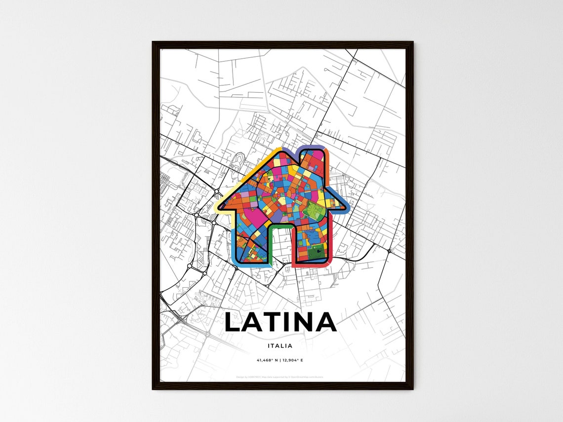 Latina Italy Where It All Began Heart Map Coordinates Poster - Image 3
