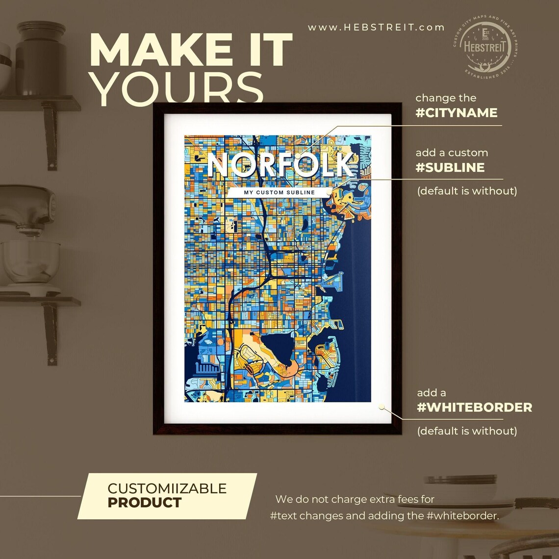 Norfolk Virginia Vibrant Colorful Illustrated Street Map Art Poster - Image 2