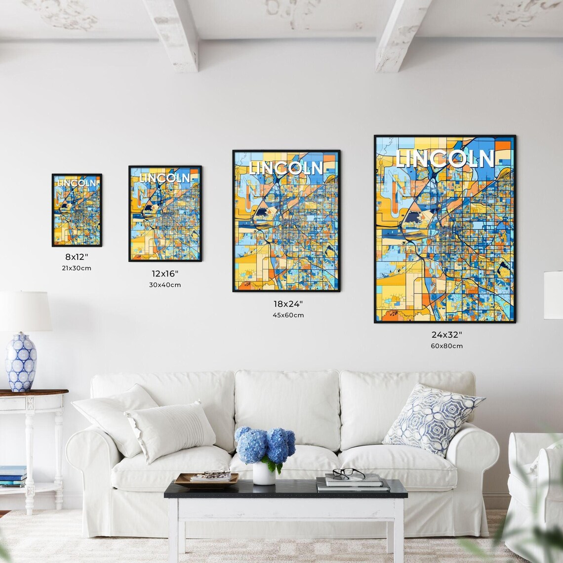 Lincoln Nebraska Vibrant Colorful Illustrated Street Map Art Poster - Image 3