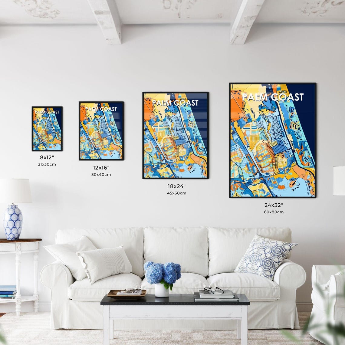 Palm Coast Florida Bright Mosaic City Street Map Artwork Poster - Image 3