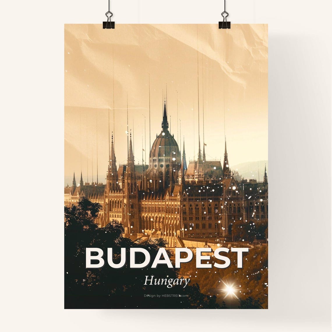 Budapest Hungary Parliament Building Golden Cityscape Poster - Image 4