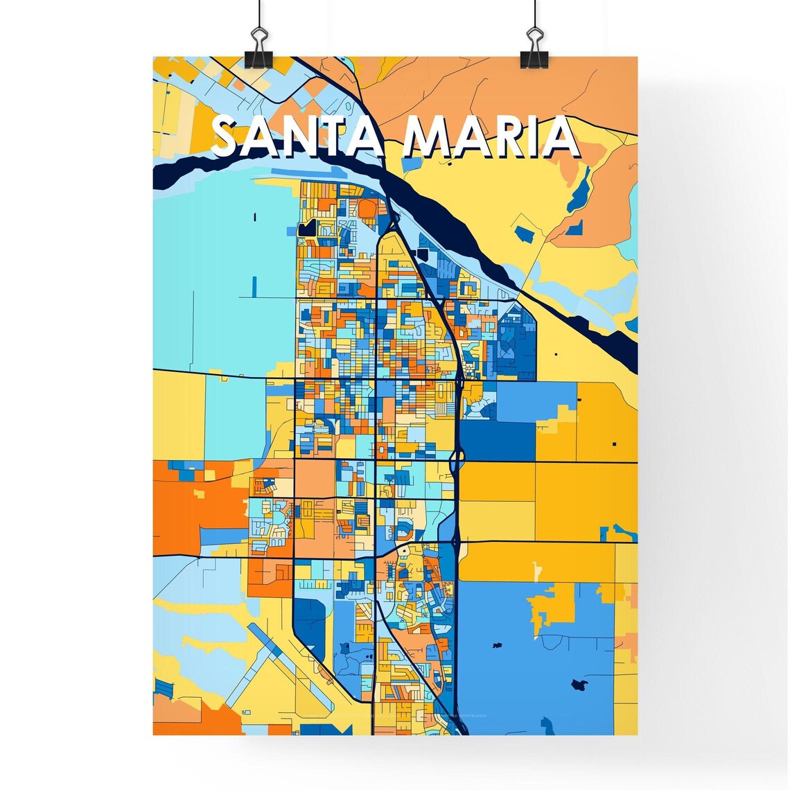 Santa Maria California City Map Poster Vibrant Modern Wall Decor - Image 4