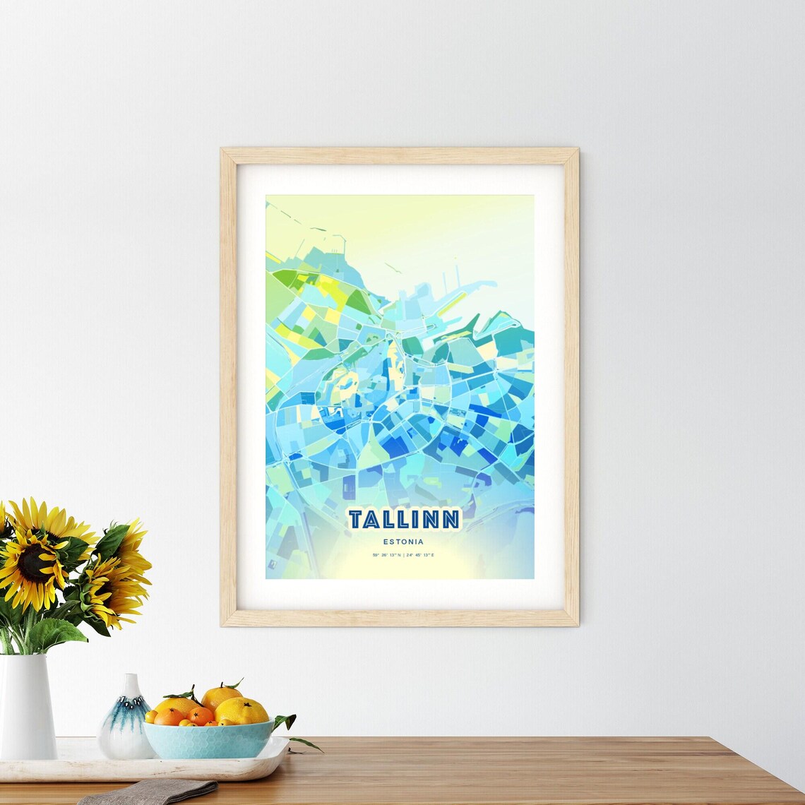 Tallinn Estonia Custom Blue Green City Map Art Poster Travel Decor Gift - Image 3