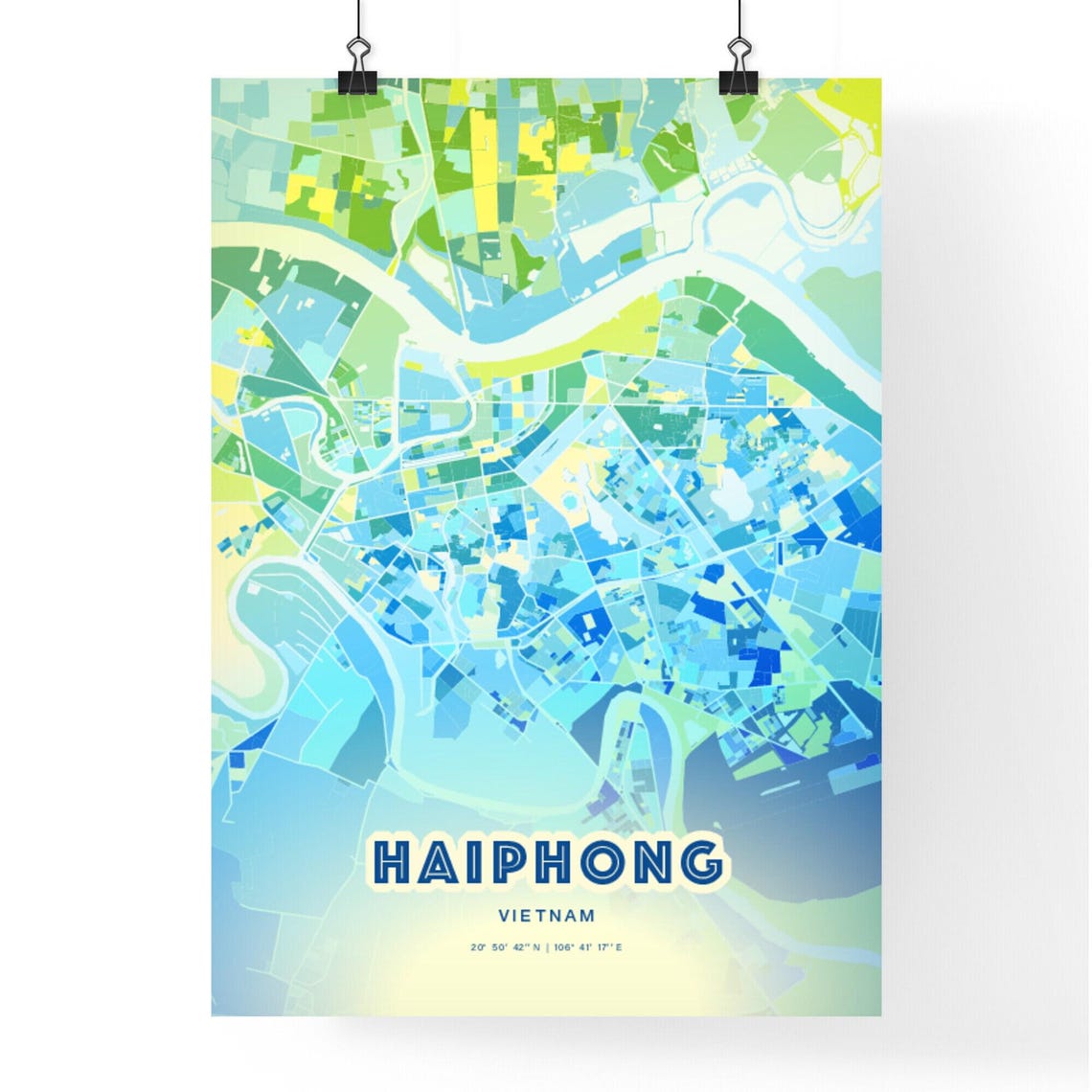 Haiphong Vietnam Minimalist Bluish Street Map City Art Decor Poster - Image 3
