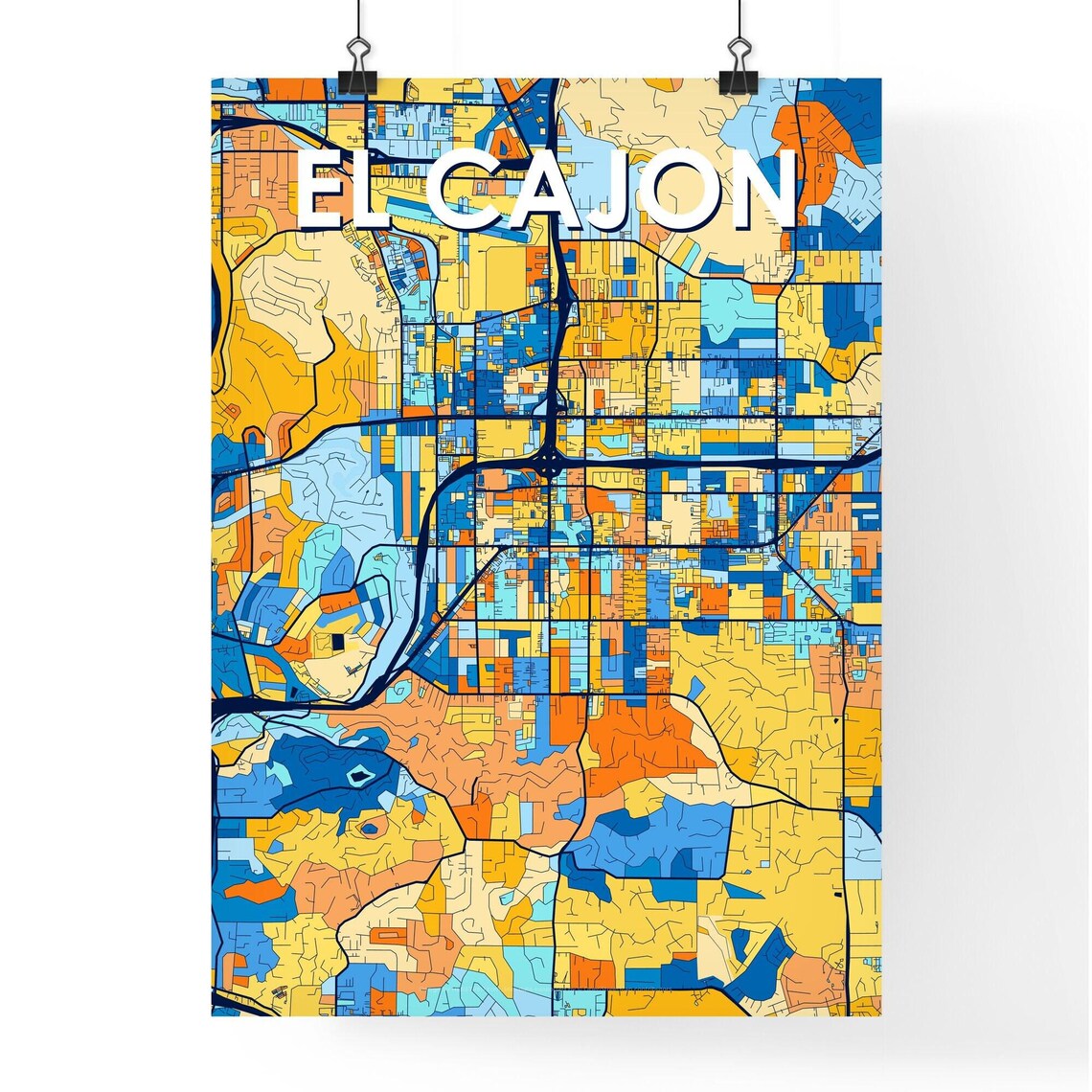 El Cajon California Colorful Street Map Art Home Decor Poster - Image 4