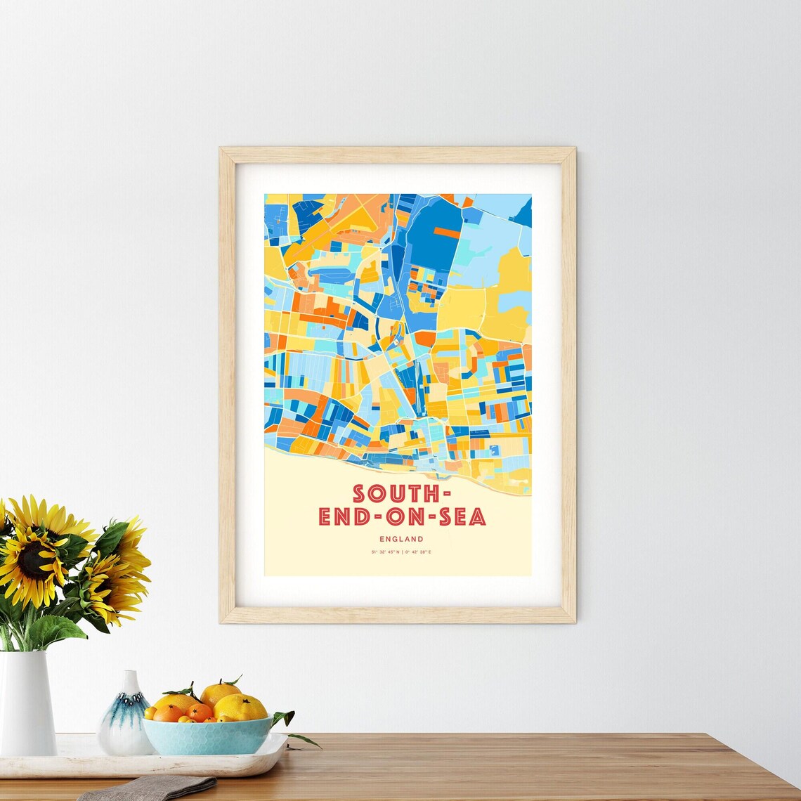 Southend-on-Sea England Colorful City Street Map Coordinates Poster - Image 2