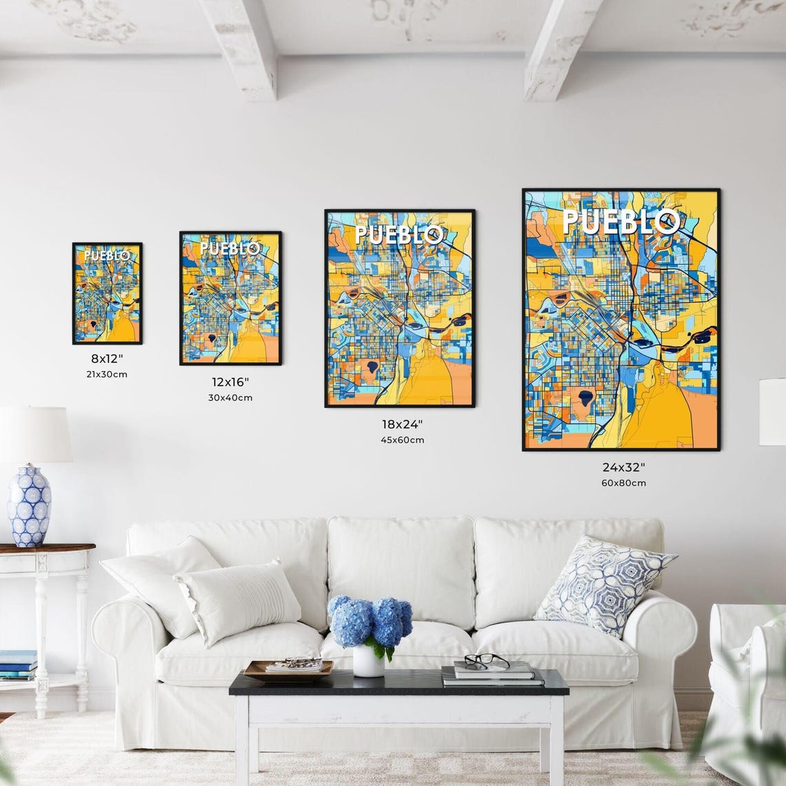 Pueblo Colorado Vibrant Street Map Art Print Home Wall Decor - Image 3