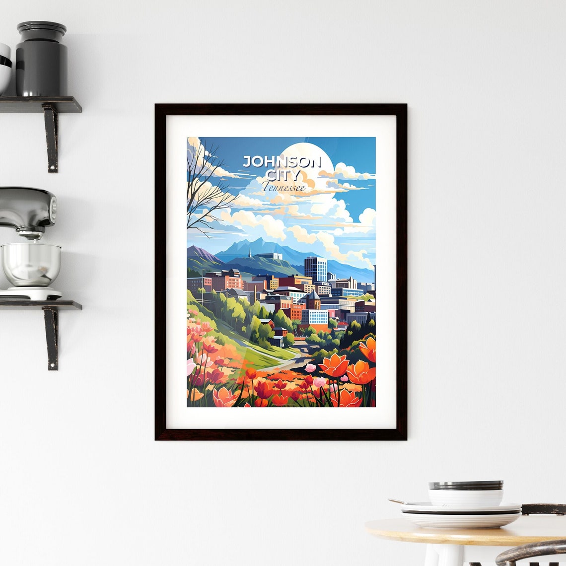 Johnson City Tennessee Spring Flower Field City Skyline Poster - Image 2