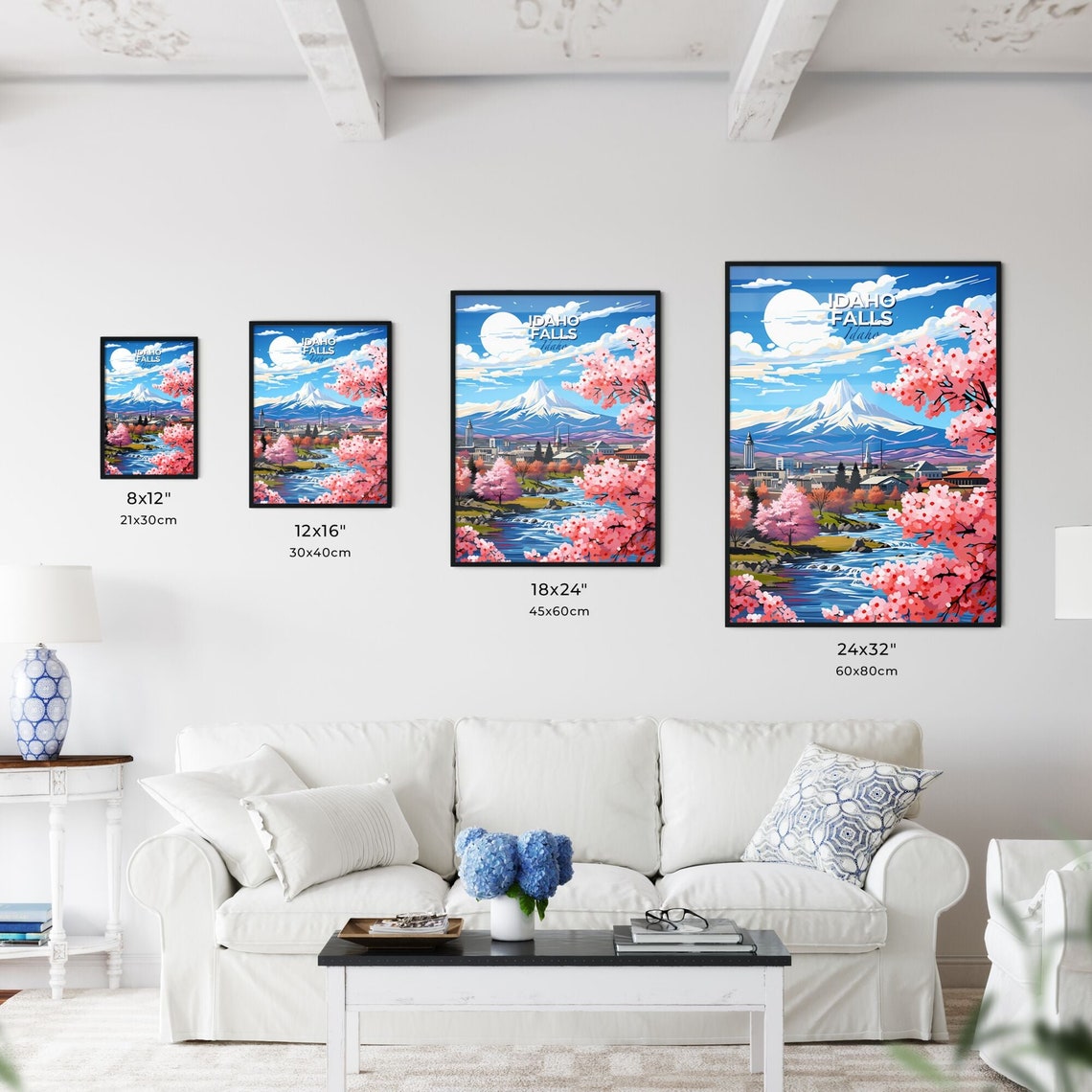 Idaho Falls Snow Capped Mountain River Rapids Travel Poster Art - Image 3
