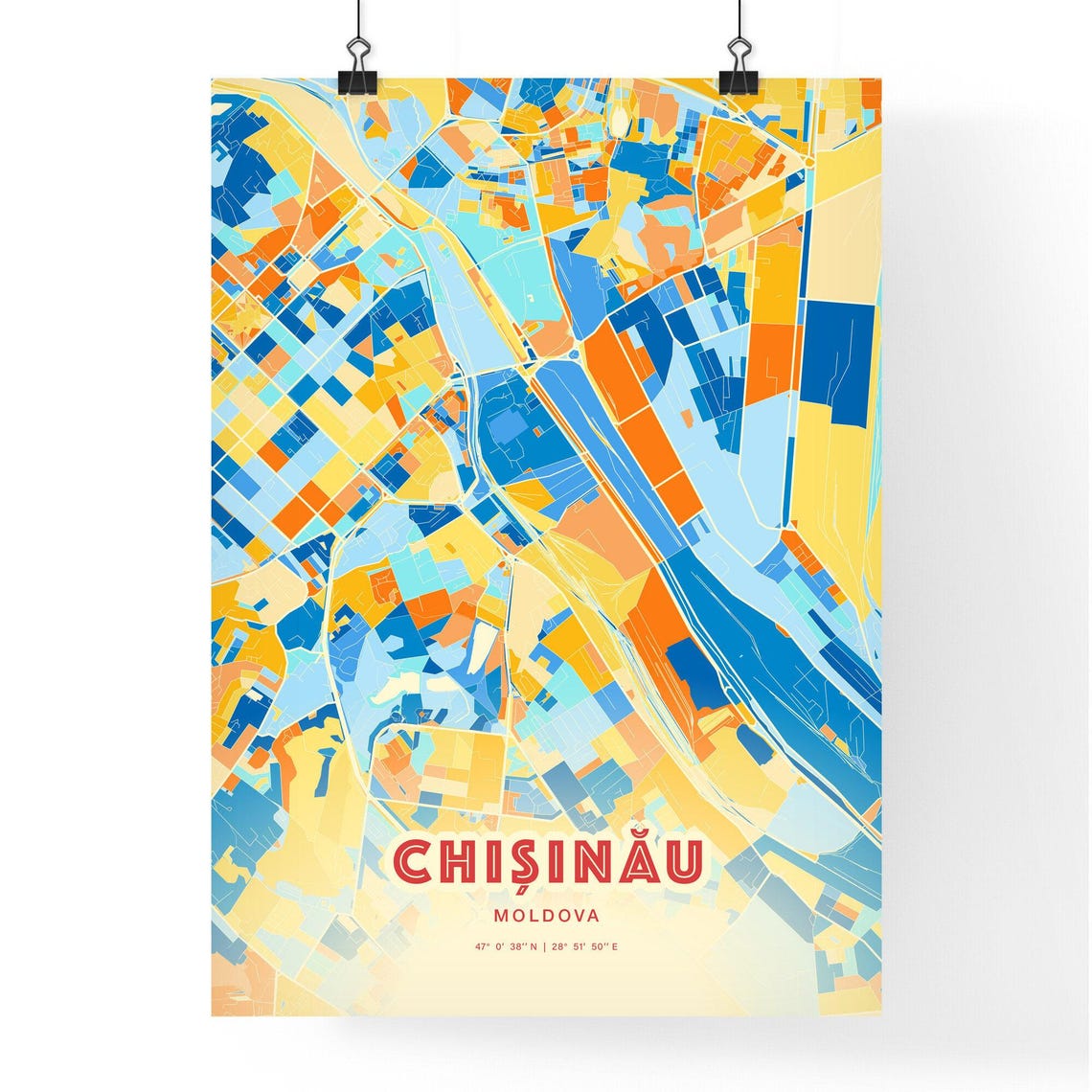 Chișinău Moldova Vibrant Colorful Mosaic City Street Map Art Poster - Image 3