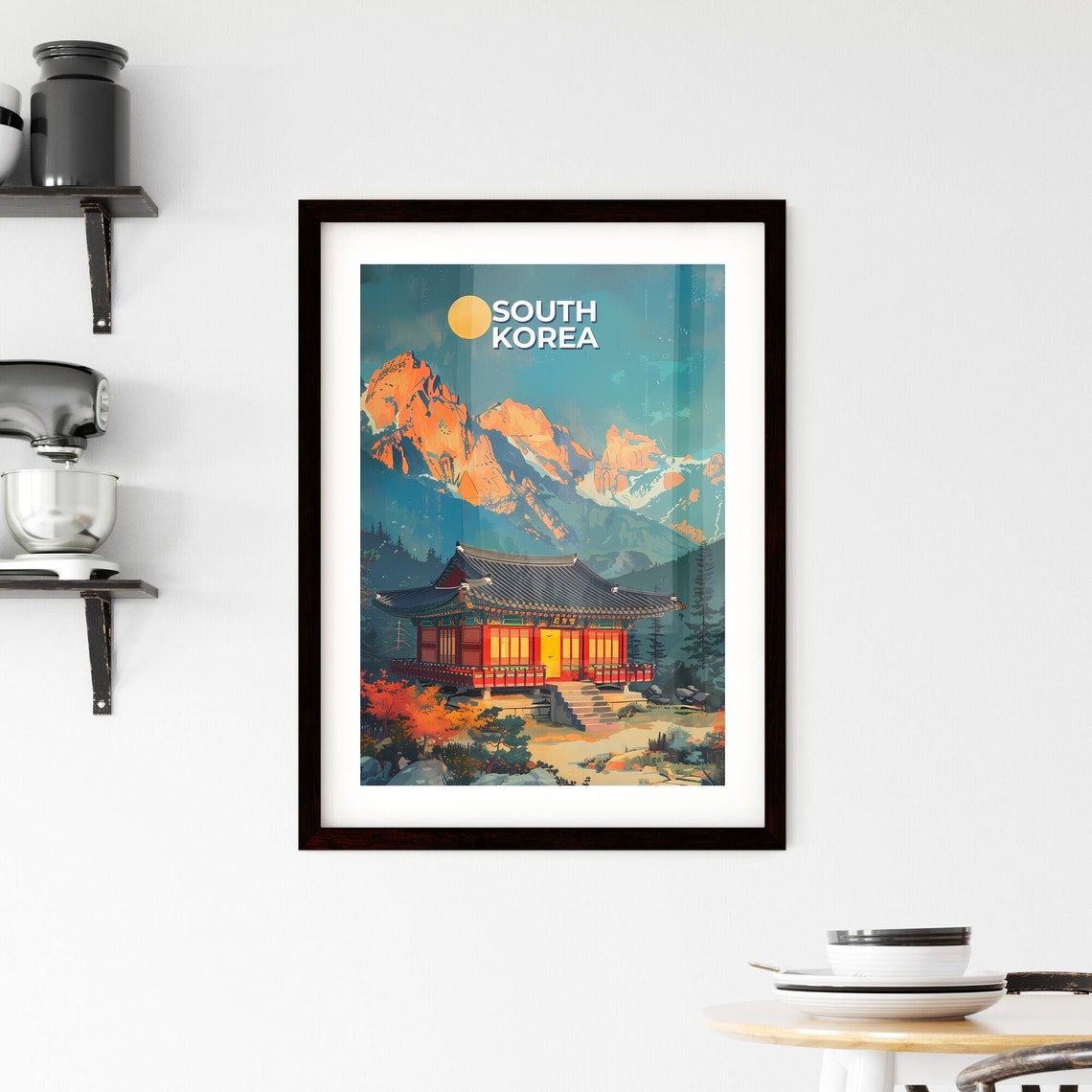 South Korea Traditional Temple Autumn Mountain Scenery Poster - Image 2