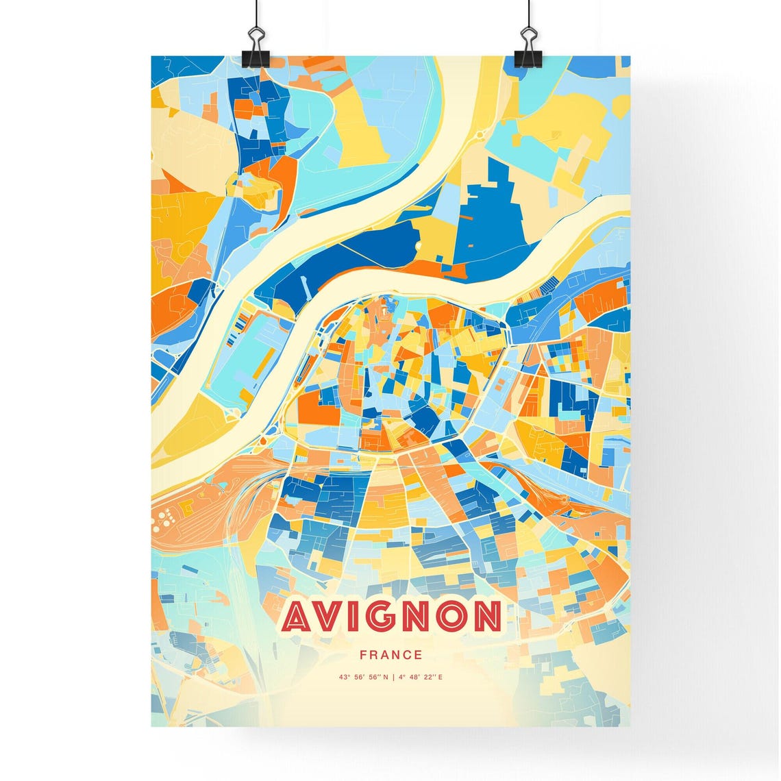 Avignon France Colorful City Map Coordinates Modern Art Poster - Image 3