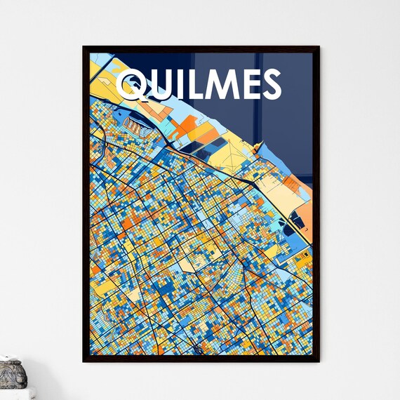 Quilmes Argentina Colorful Modern City Street Map Travel Decor Poster