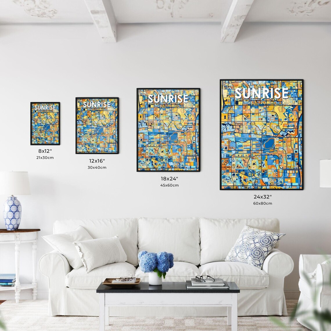 Sunrise Florida Colorful Modern City Street Map Travel Decor Poster - Image 3